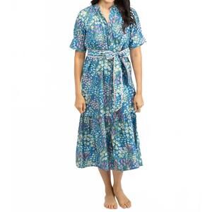 NEW BEAU & RO jane midi dress in tiny blue garden